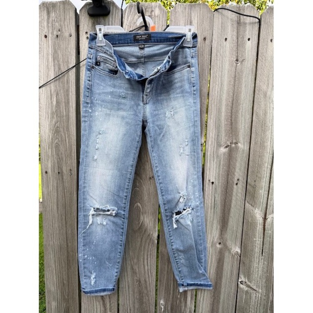 Distressed Ripped Paint Splatter Judy Blue Skinny Jeans 5/27 Blue Denim Edgy